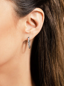 Common Prong Oval Shaped Diamond Hoop Earrings SE107 1/10 CT