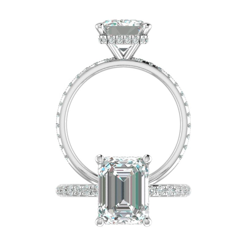 Hidden Halo 10.0x7.5MM Emerald Engagement Ring .49  Carat TDW