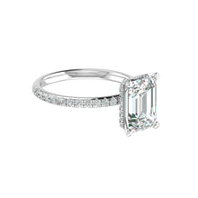 Load image into Gallery viewer, Hidden Halo 10.0x7.5MM Emerald Engagement Ring .49  Carat TDW
