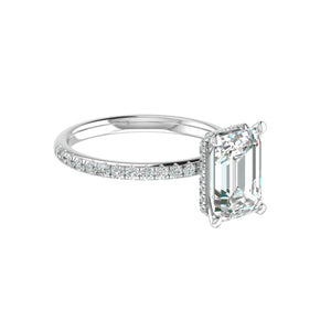 Hidden Halo 10.0x7.5MM Emerald Engagement Ring .49  Carat TDW