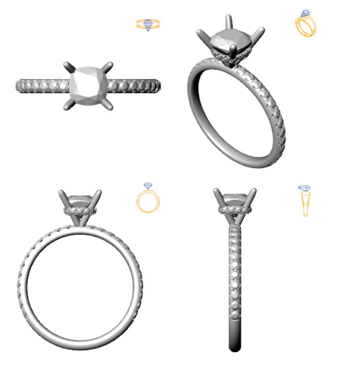 Hidden Halo 5.5MM Cushion Engagement Ring .43 Carat TDW