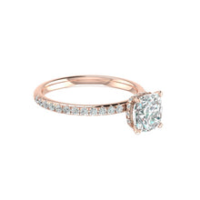 Load image into Gallery viewer, Hidden Halo 7.0MM Cushion Engagement Ring .44  Carat TDW
