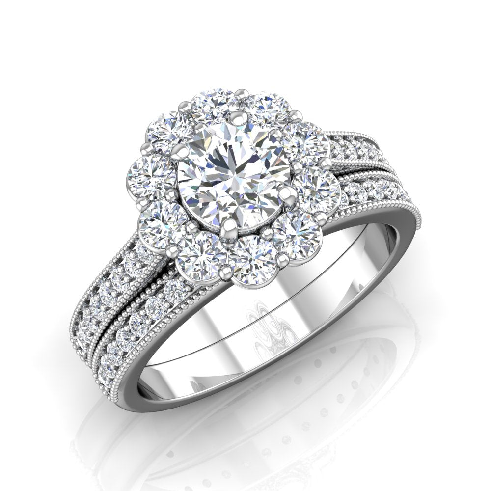 LE349 Round Engagement Ring 3/4 Carat TDW