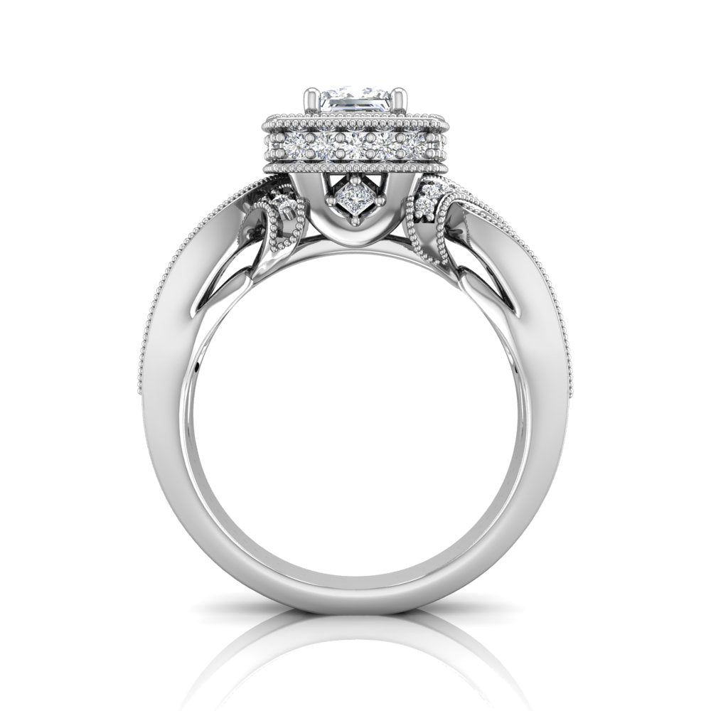 LE355 Round Engagement Ring 7/8 Carat TDW