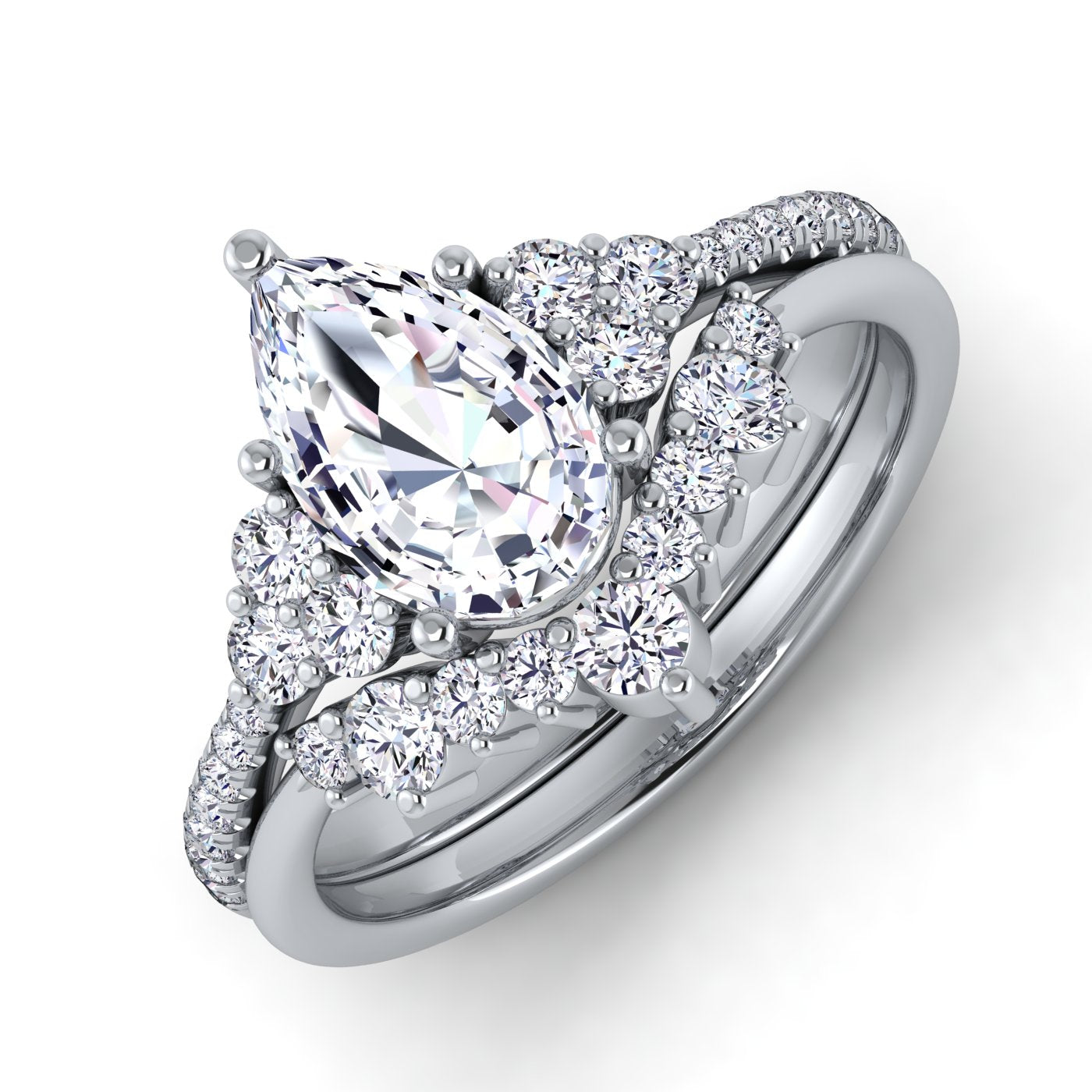 PT003 LAB GROWN DIAMOND 10.0 x 6.0MM Pear Engagement Ring 1.90 CARAT TDW