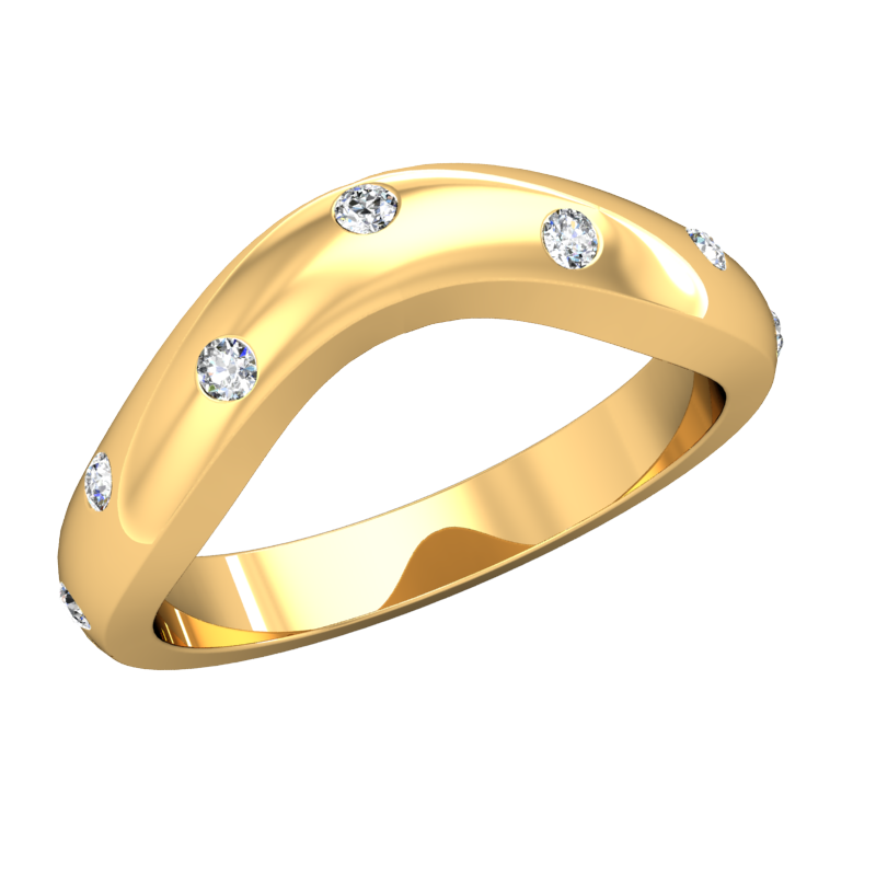 CWB-S Alternating Row Burnished Contour Diamond Band .11 ct. T.D.W