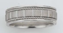 Load image into Gallery viewer, 14K White Gold Hand Made Beaded 7mm Wedding Band Finger Size 10.5
