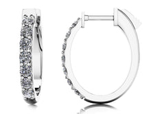 Load image into Gallery viewer, Common Prong Oval Shaped Diamond Hoop Earrings SE107 1/10 CT
