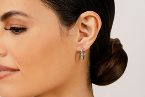 Single Prong Set Diamond Hoop Earrings SE47 1.5 ct.