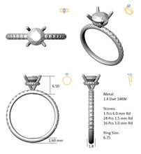 Load image into Gallery viewer, Hidden Halo 6.5MM Round Engagement Ring .44  Carat TDW
