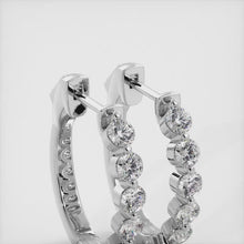 Load and play video in Gallery viewer, Single Prong Set Diamond Hoop Earrings SE101 1.50 Carat
