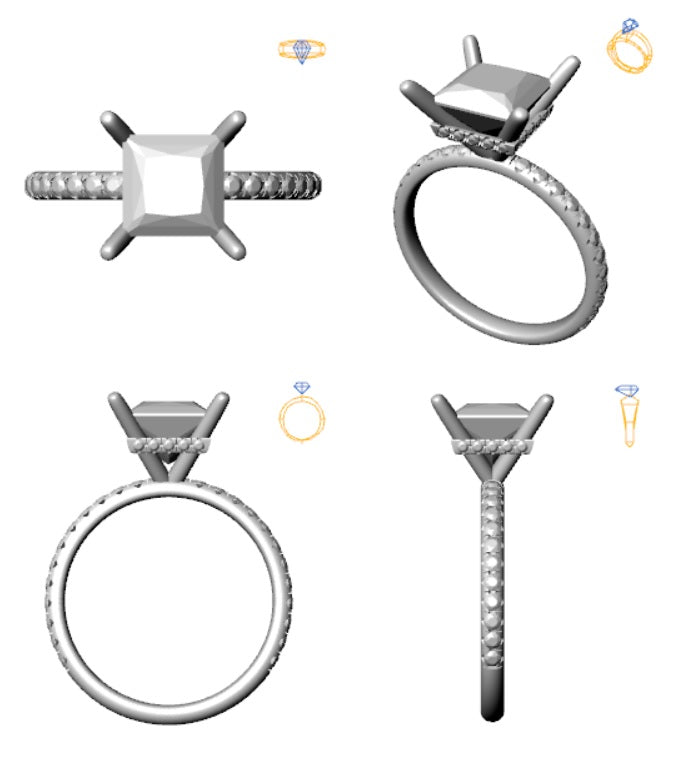 Hidden Halo 7.0MM Princess Engagement Ring .46  Carat TDW