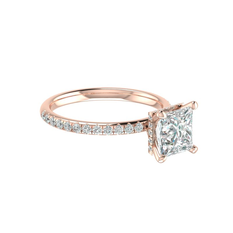 Hidden Halo 7.0MM Princess Engagement Ring .46  Carat TDW