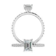 Load image into Gallery viewer, Hidden Halo 7.0x5.0MM Emerald Engagement Ring .45  Carat TDW
