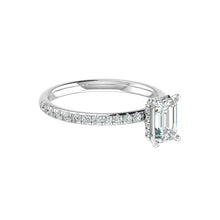 Load image into Gallery viewer, Hidden Halo 7.0x5.0MM Emerald Engagement Ring .45  Carat TDW
