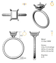 Load image into Gallery viewer, Hidden Halo 7.5x5.8MM Radiant Engagement Ring .46  Carat TDW
