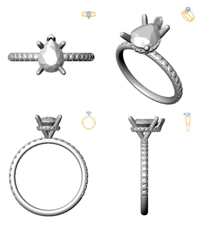 Hidden Halo 8.0x6.0MM Pear Engagement Ring .45  Carat TDW