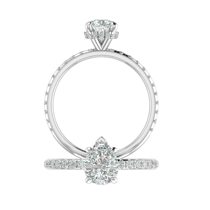 Hidden Halo 8.0x6.0MM Pear Engagement Ring .45  Carat TDW