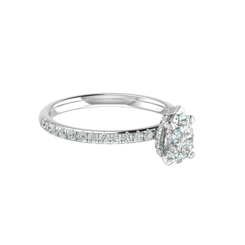 Hidden Halo 8.0x6.0MM Pear Engagement Ring .45  Carat TDW