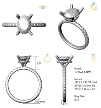 Load image into Gallery viewer, Hidden Halo 9.0x7.0MM Oval Engagement Ring .46  Carat TDW
