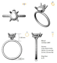 Load image into Gallery viewer, Hidden Halo 9.0x7.0MM Pear Engagement Ring .47  Carat TDW
