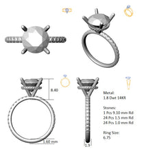 Load image into Gallery viewer, Hidden Halo 9.1MM Round Engagement Ring .48  Carat TDW
