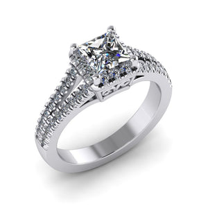 LEE-1212 Princess Cut Engagement Ring 1/2 Carat TDW